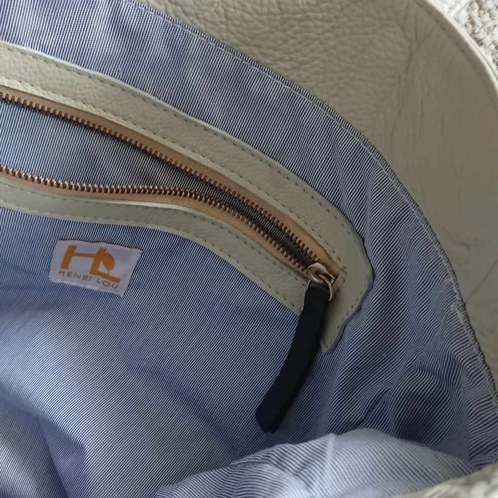 Henri Lou cream color Leather Hobo bag